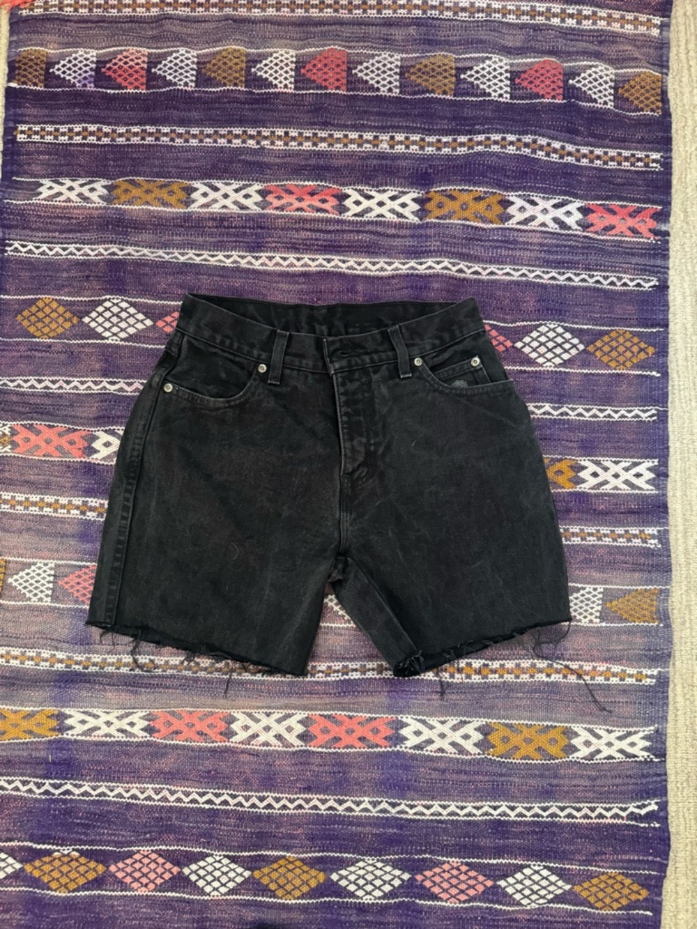 Vintage Harley Davidson Black High-Waist Denim Cutoff Shorts
